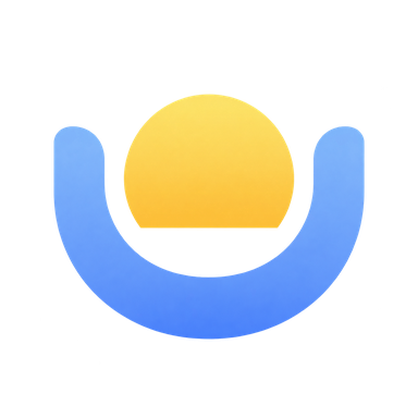 Until Payday: a golden sun nestled in a blue curved shape